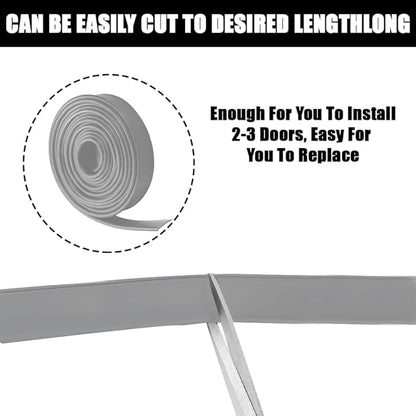 Shower Bottom Waterproof Door Rubber Sweep Trim Black Seal for Home Bathroom, 108 x 13/16 x 5/32 Inch Tee Insert Shape (Grey)