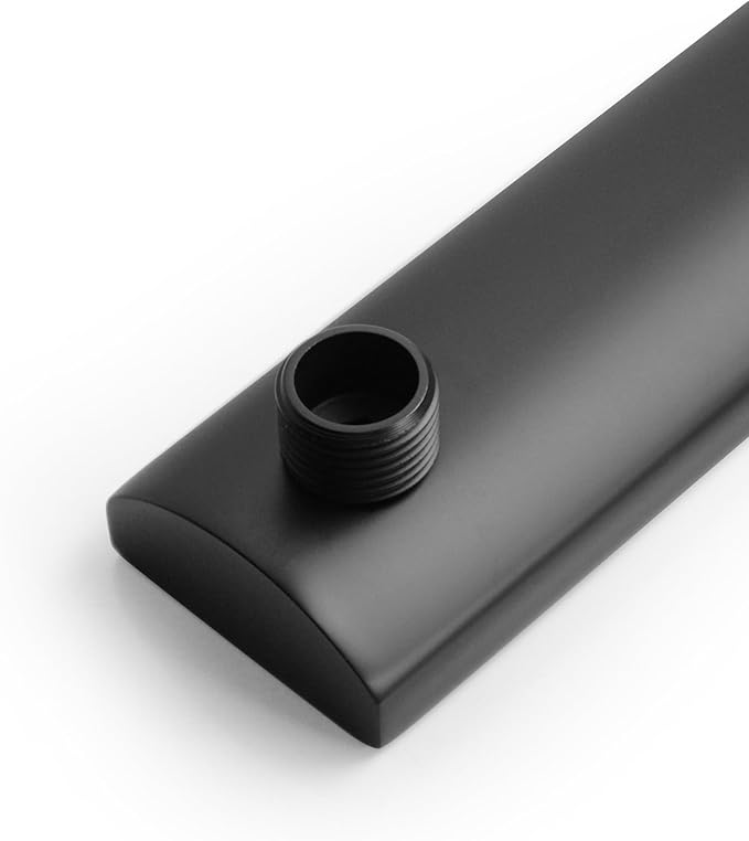 PHASAT Shower Arm with Flange,Stainless Steel Shower Head Extension Arm Replacement,Shower Arm Extension Wall-Mounted,Matte Black,PU9H04