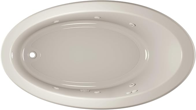 Jacuzzi SIGNATURE Acrylic Drop-In Bathtub, Heated Jet Massage Tub, Slip Resistant, Left Drain Placement, 66" (L) x 38" (W), Oval, Oyster