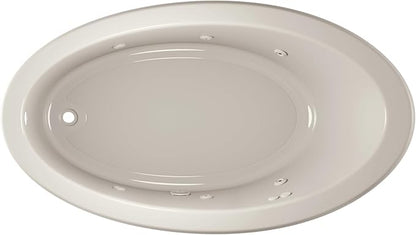 Jacuzzi SIGNATURE Acrylic Drop-In Bathtub, Heated Jet Massage Tub, Slip Resistant, Left Drain Placement, 66" (L) x 38" (W), Oval, Oyster