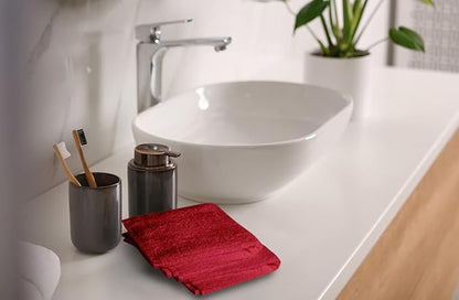 Softolle 100% Cotton Washcloths 60 Pack (12x12 Inches) Soft, Highly Absorbent Washcloth, Face Towels, Wash Cloths for Face, Ring Spun, Bulk Pack (Burgundy)