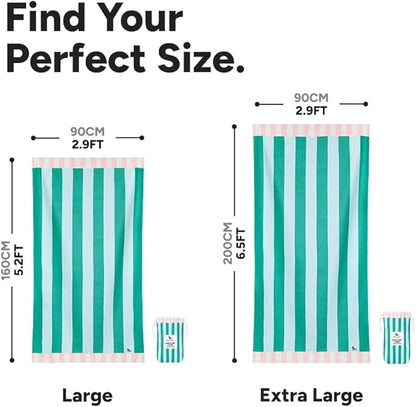 Dock & Bay Beach Towel - Quick Dry, Sand Free - Compact, Lightweight - 100% Recycled - Includes Bag - Pastel Pier - Large (160x90cm, 63x35)