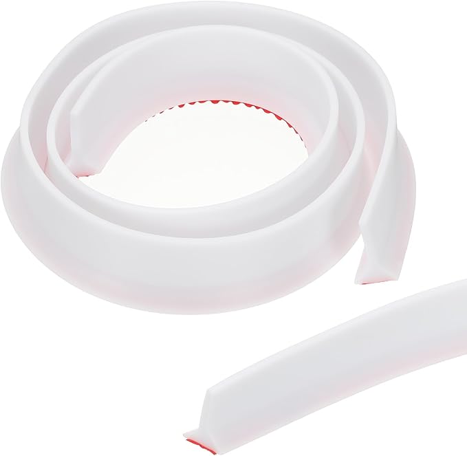 PATIKIL 39 Inch Collapsible Shower Threshold Water Dam Guard, Shower Stopper Barrier Self Adhesive Sink Splash Guards for Frameless Shower Door Bottom, White (1.2"Wx0.6"T)