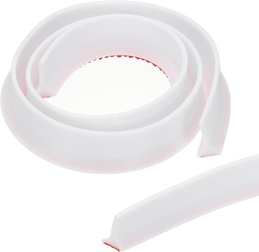 PATIKIL 39 Inch Collapsible Shower Threshold Water Dam Guard, Shower Stopper Barrier Self Adhesive Sink Splash Guards for Frameless Shower Door Bottom, White (1.2"Wx0.6"T)