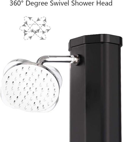 VINGLI Solar Heated Shower, 9.3 Gallon Outdoor Shower with Shower Head and Foot Shower Tap，for Outdoor Backyard Poolside Beach Pool Spa,Black (9.3 Gallon)