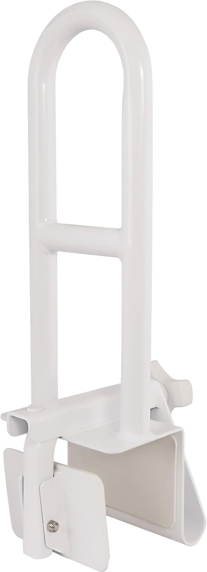 Vaunn Medical Adjustable Bathtub Safety Rail Shower Grab Bar Handle, Stainless Steel, White