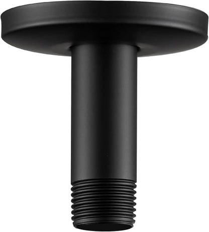 OFFO Shower Arm with Flange, 3 in Ceiling Mount Replacement Rain Shower Head Straight Arm Ceiling-Mounted For Fixed Shower Head & High Pressure Rain, Matte Black