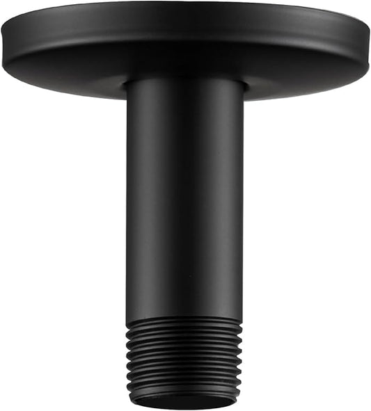 OFFO Shower Arm with Flange, 3 in Ceiling Mount Replacement Rain Shower Head Straight Arm Ceiling-Mounted For Fixed Shower Head & High Pressure Rain, Matte Black