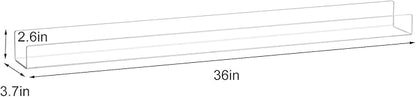 NIUBEE 36" Premium Acrylic Floating Nursery Kids Bookshelf Wall Ledge Shelf, Clear Invisible Spice Rack Bathroom Storage Shelves Display Organizer, 50% Thicker with Screwdriver, Set of 4