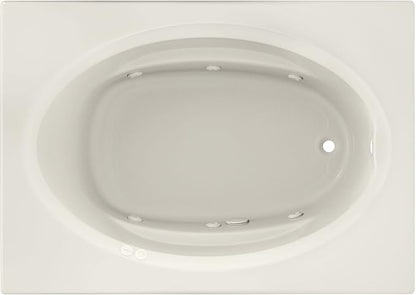 Jacuzzi SIGNATURE Acrylic Drop-In Bathtub, Heated Jet Massage Tub, Slip Resistant, Right Drain Placement, 60" (L) x 42" (W), Oval In Rectangle, White