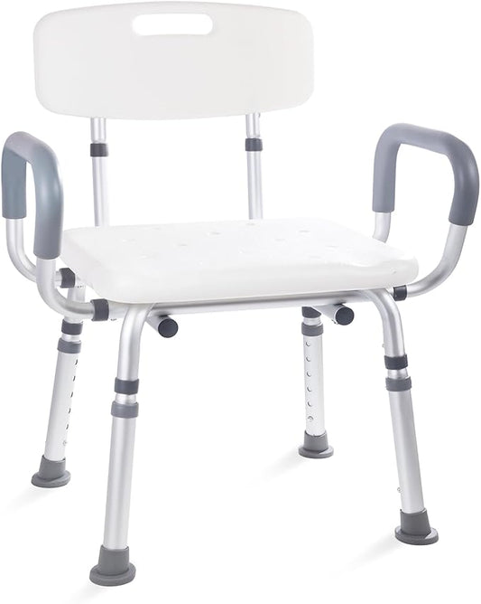 FSA/HSA,500 lbs Heavy Duty Shower Seat for SeniorsShower Chair for Inside Shower with Arms and Back, Height Adjustable Shower Chair for Elderly and Disabled with Enhanced Non-Slip Feet