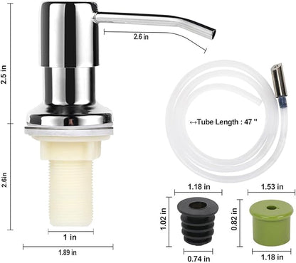 Soap Dispenser for Kitchen Sink,Stainless Steel Countertop Dish Soap Dispenser Pump with 47" Extension Tube