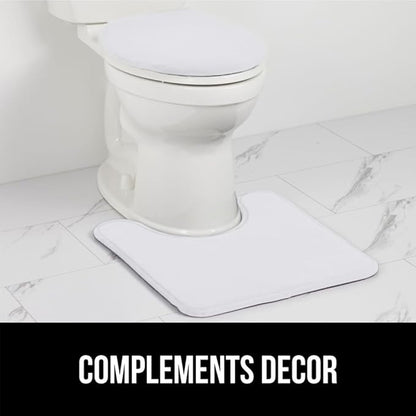 GORILLA GRIP Thick Memory Foam Toilet Rug for Bathroom, Square Shaped Washable, Soft Absorbent Velvet Topside Floor Mats, Machine Wash, Cushioned Luxury Rugs for Bath Room, 22.5x19.5, White