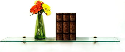 Spancraft 6" X 33" Glass Shelf - Brushed Steel Finish