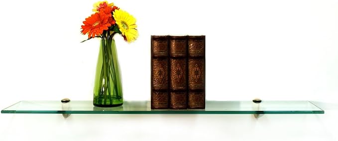 Spancraft Glass P-6x30-Brass Peacock Glass Shelf, Brass, 6" x 30"