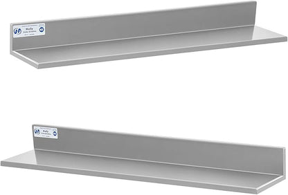 Hally Stainless Steel Wall Shelf 8.6 x 30 Inches 58 lb, NSF Commercial Heavy Duty Wall Mount Floating Shelving for Restaurant, Kitchen, Home, Hotel and Bar, 2 Pack