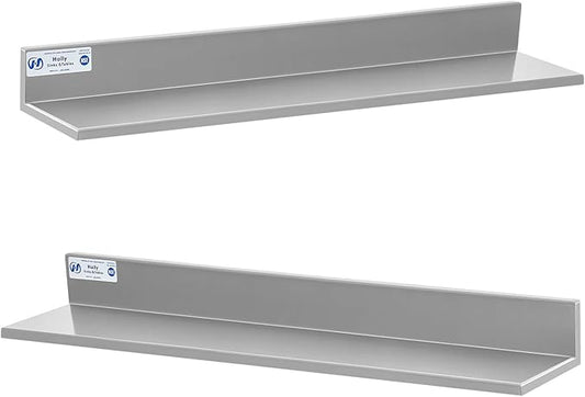 Hally Stainless Steel Wall Shelf 8.6 x 30 Inches 58 lb, NSF Commercial Heavy Duty Wall Mount Floating Shelving for Restaurant, Kitchen, Home, Hotel and Bar, 2 Pack