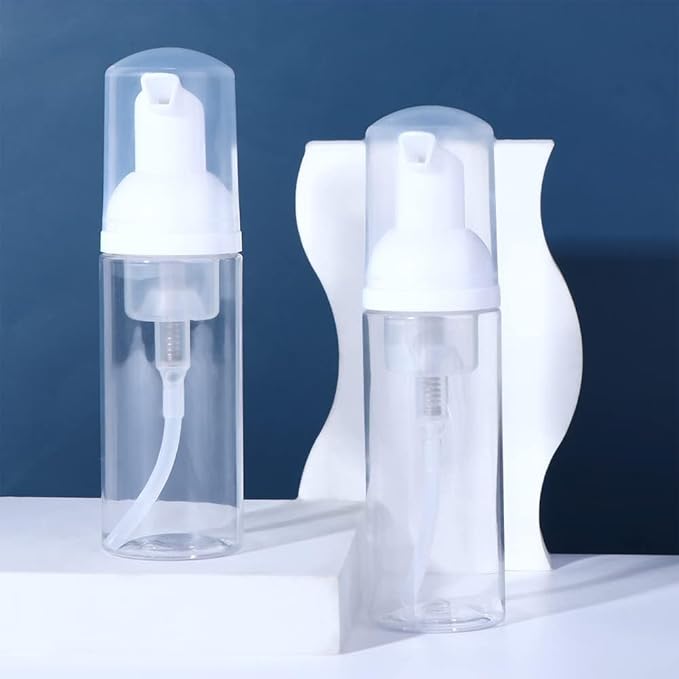 Clear Plastic Foam Pump Bottle Set,30/40/50/60ml Portable Travel Mini Cosmetic Dispenser Shampoo Cleanser Empty Bottle,Refillable Containers (60ml)