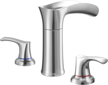VEVOR Roman Tub Faucet, 3 Hole Waterfall Bathtub Faucet, Zinc Alloy Bath Tubs Faucets Set with 2 Handles, Deck Mount Bath Tub Faucets Set for Pet Washing, Adult Bathing, Silver, Hot & Cold Control