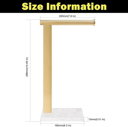 Stainless Steel L-Shaped Hand Towel Holder, SUS304 Bathroom Towel Rack with Thickened Base for Countertop Vanity (Gold, Square Base)