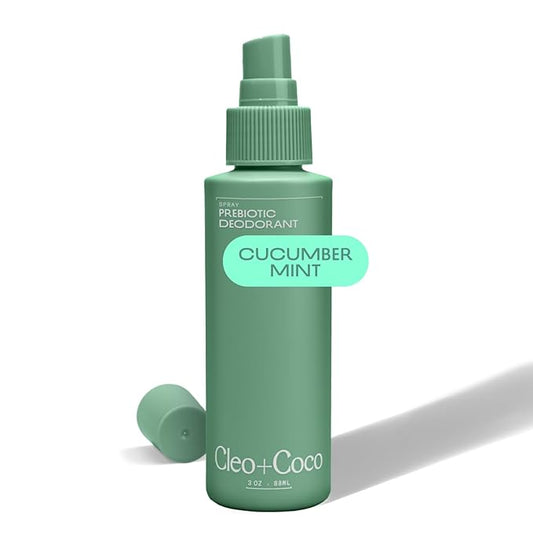 Cleo+Coco Prebiotic Deodorant Spray, Cucumber Mint (3.0 oz), Multi-Use Deodorizing & Soothing Body Spray for Women and Men, Aluminum-Free & Vegan Whole Body Deodorant