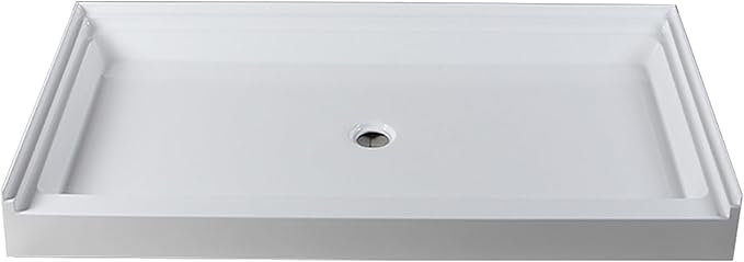 Westbrass SP6036WP-12 60" x 36" 3-Wall Shower Pan with Plastic Center Drain and 4-1/4" Cross Grid Brass Drain Cover, Oil Rubbed Bronze
