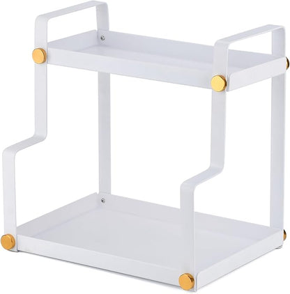 FFK 2 Tier Bathroom Countertop Organizer,Cosmetic Organizer,Storage Shelf for Bathroom,Ideal for Cabinet, Countertop, Pantry, and Desktop, for Bathroom, Kitchen, Office(White)
