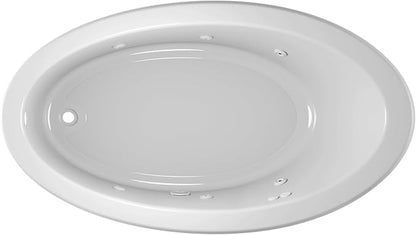 Jacuzzi SIGNATURE Acrylic Drop-In Bathtub, Heated Jet Massage Tub, Slip Resistant, Left Drain Placement, 66" (L) x 38" (W), Oval, White