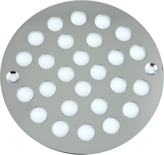 4 Inch Screw-in Round Shower Drain Cover Replacement Floor Drainer with Screws (Chrome)