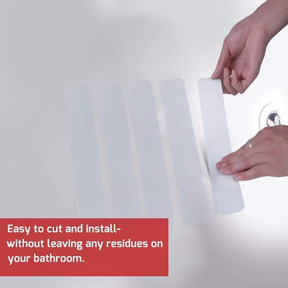 Anti Slip Tape Bath Safety Strips, 8pcs Clear Self-Adhesive Non Slip Stickers Non Skid Tread for BathTubs & Shower, 2 inch x 12 inch Rounded Corners, Easy Install