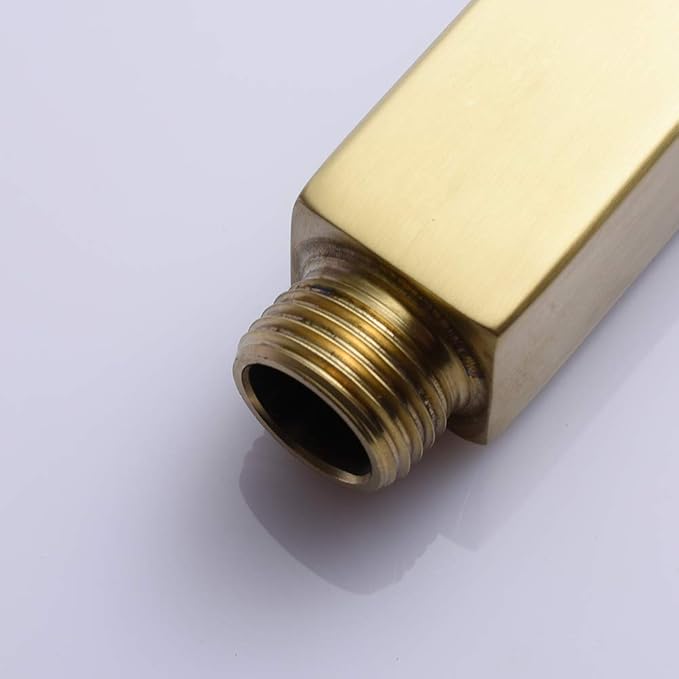 Brushed Gold Shower Arm with Flange 4 inch Square Shower Head Extension Arm for Fixed Showerheads and Handheld Showerheads, KATAIS