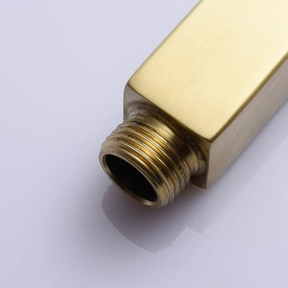Brushed Gold Shower Arm with Flange 4 inch Square Shower Head Extension Arm for Fixed Showerheads and Handheld Showerheads, KATAIS