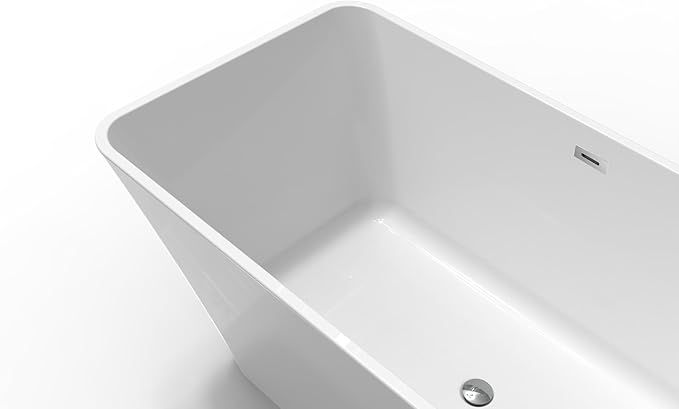 Freestanding Bathtubs 59 inch Acrylic Free Standing Soaking Tub with Integrated Overflow, Luxury Soaking Tub for Home Remodel, Chrome Drain Assembly Included