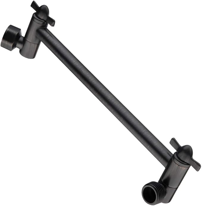 BRIGHT SHOWERS Brass Shower Head Extension Arm for Rain and Handheld Shower Head, 10 Inch Universal Shower Arm Extender, Height & Angle Adjustable, Oil-Rubbed Bronze