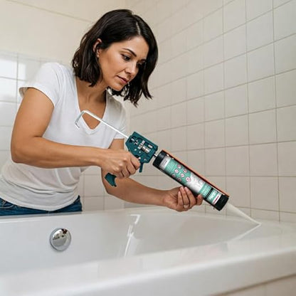 Kitchen & Bathroom Silicone Caulk– Clear Silicone Sealant Waterproof for Sinks, Tubs, Shower Seal & Toilet Seal – Crack-Proof, Quick-Dry Formula Silicone Caulking, 9.5 oz (1 Pack, 1, Count)