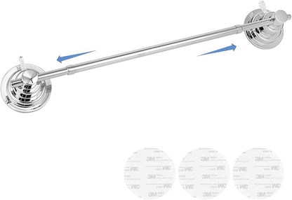 Suction Cup Towel Bar for Shower, 15.75''-25.6'' Adjustable Stainless Steel Towel Holder, Heavy Duty Suction Towel Rack with Powerful Vacuum Adsorption for Bathroom, Kitchen, RV, and Renters
