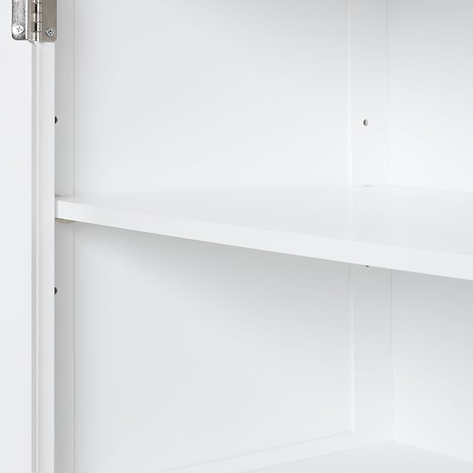 Favfurish 68" Tall Bathroom Storage Cabinet with Door and 2 Drawer,Modern Linen Cabinets w/Adjustable Shelf & Magnetic Door Stopper,Freestanding Organizer for Bath Room,Study,Office,Kitchen White