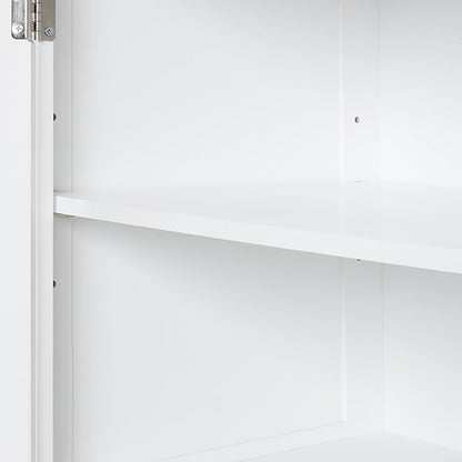 Favfurish 68" Tall Bathroom Storage Cabinet with Door and 2 Drawer,Modern Linen Cabinets w/Adjustable Shelf & Magnetic Door Stopper,Freestanding Organizer for Bath Room,Study,Office,Kitchen White