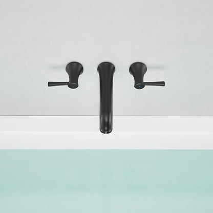 Wall Mount Tub Filler Brass Tub Faucet Black Bathroom Bathtub Faucets with 2 Handles