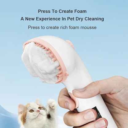 Dog Bath Brush, Scrubber Soft Silicone Head Pet Bathing Massage Brush Long Handle Shampoo Cleaning Brush for Short Long Hair Dogs Cats White Pink Optional (Grey)