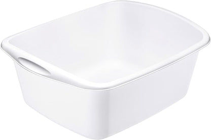 Tribello 2-Pack Dish Pans for Kitchen Sink, Plastic Tub Dishpan Wash Basin and Foot Bath for Soaking Feet, Wash Bucket for Washing and Storage Cleaning Supplies - 12 Quarts - Heavy Duty - (White)