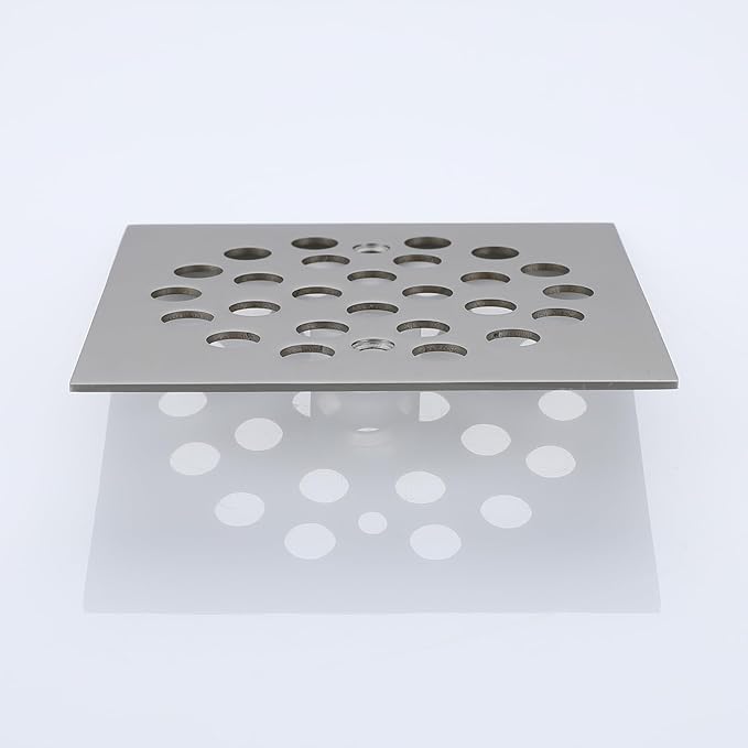Square Style 4-1/4 inch Screw-in Shower Drainer Cover Floor Drainer Grates with Screws Brushed Nickel