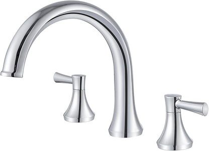 Roman Tub Faucet Deck Mount Tub Filler 2 Handles Polished Chrome Bathtub Faucet Brass Bathroom Faucet