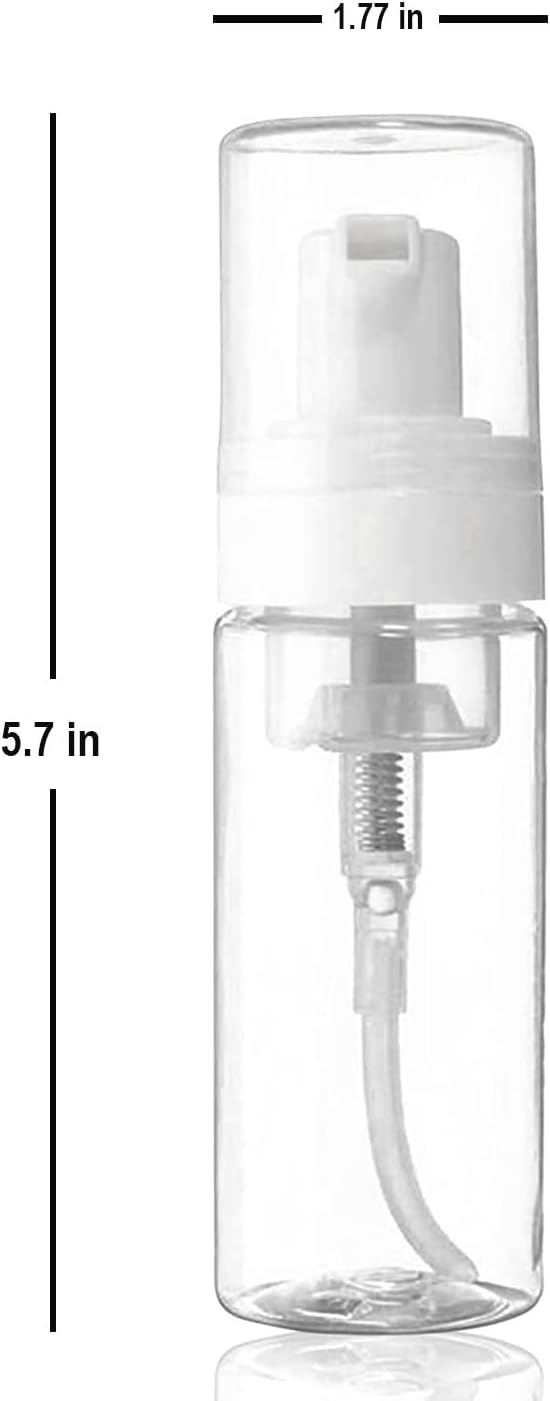 3-Pack Travel-Sized Foaming Pump Bottles - Empty Foaming Liquid Soap Dispensers - for Refillable Travel Hand Soap Shampoo Foaming Castile Cosmetics - BPA Free (100ml/3.3oz) (Clear)