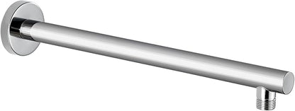 Voolan 15" Round Shower Arm with Flange and Teflon Tape, Extension Shower Head Arm for Bathroom Fixed Shower Head, Solid Stainless Steel, Wall Mounted (Chrome)