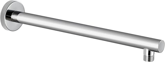 Voolan 15" Round Shower Arm with Flange and Teflon Tape, Extension Shower Head Arm for Bathroom Fixed Shower Head, Solid Stainless Steel, Wall Mounted (Chrome)
