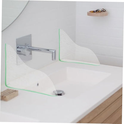 2pcs Kitchen Sink Splash Guard Elegant Acrylic -Splashing Barrier for Bathroom and Bathtub Wave Pattern