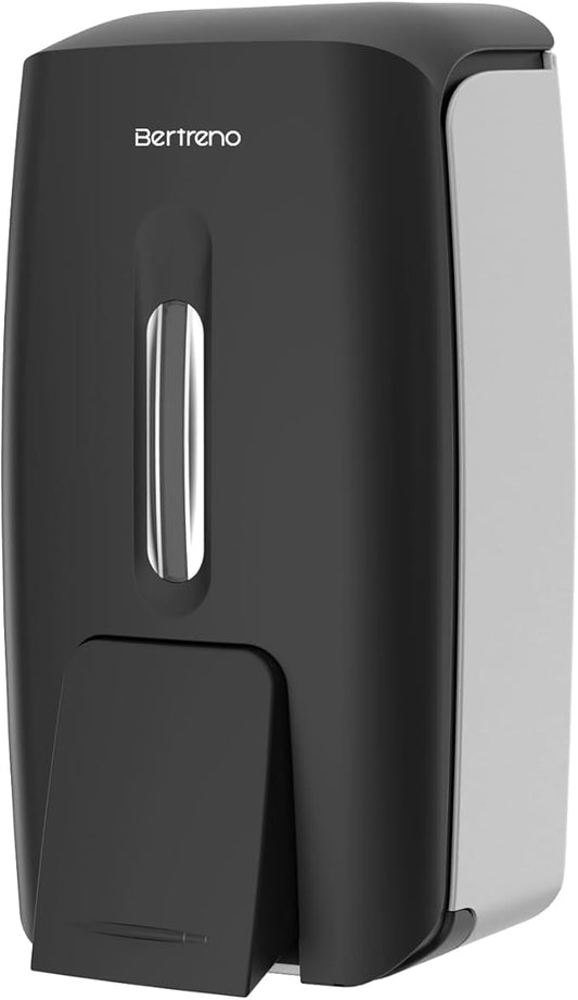 Commercial Soap Dispenser Wall Mount Manual Pump Hand Soap Dispenser 800ml Gel Liquid Hand Sanitizer Dispenser Self Adhesive for Home Bathroom (Black)