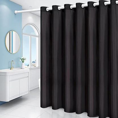 Furlinic No Hook Extra Long Shower Curtain 96 Length,Polyester Cloth Fabric Bathroom Curtain with 10 Built-in Grommets,Waterproof & Machine Washable,78 x 96 Inch