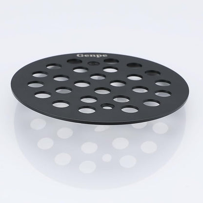 Round 4.25 Inch Screw-in Shower Drainer Cover Replacement 304 Stainless Steel 4-1/4 inch Floor Drain Grate with Screws Black